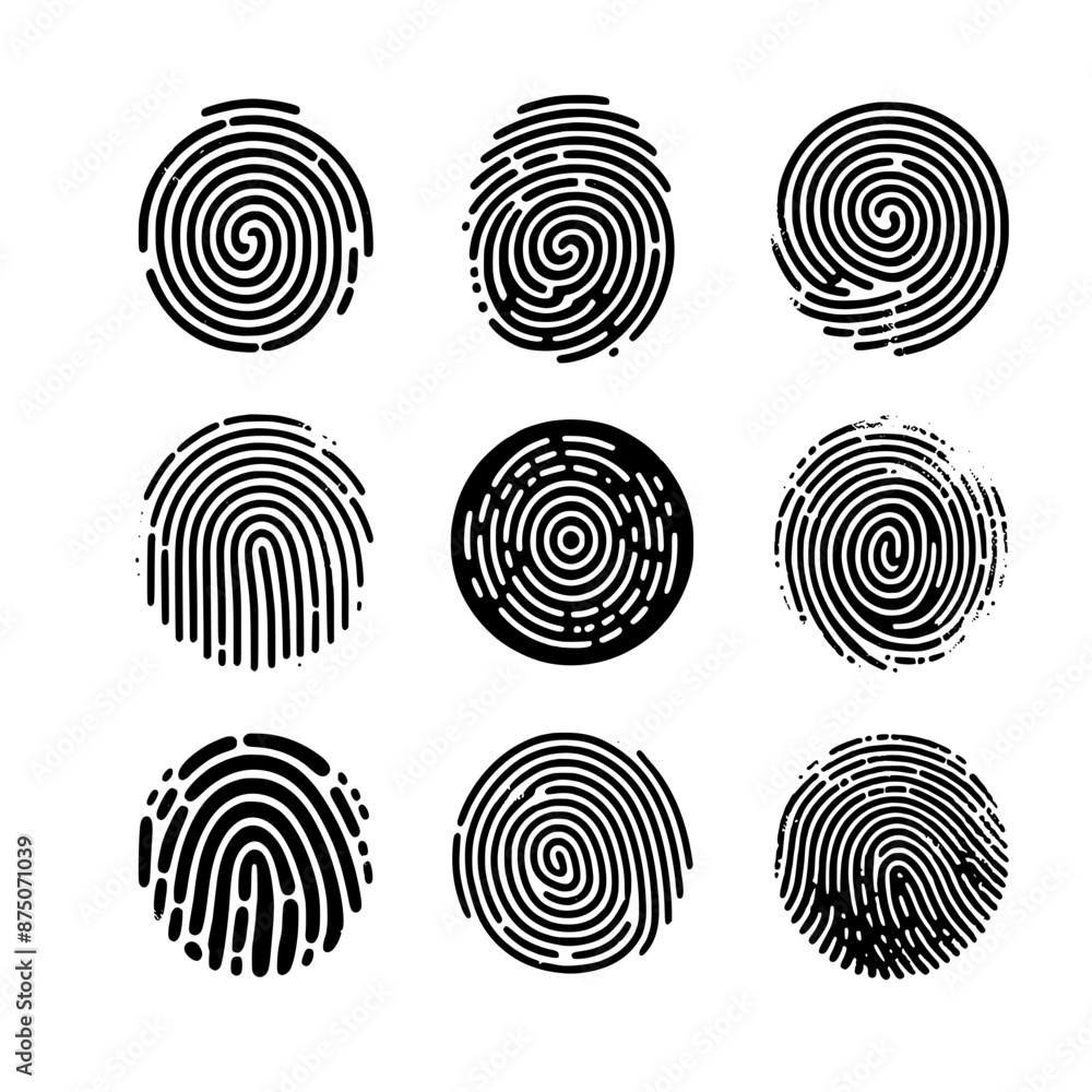 Poster fingerprint set vector isolated