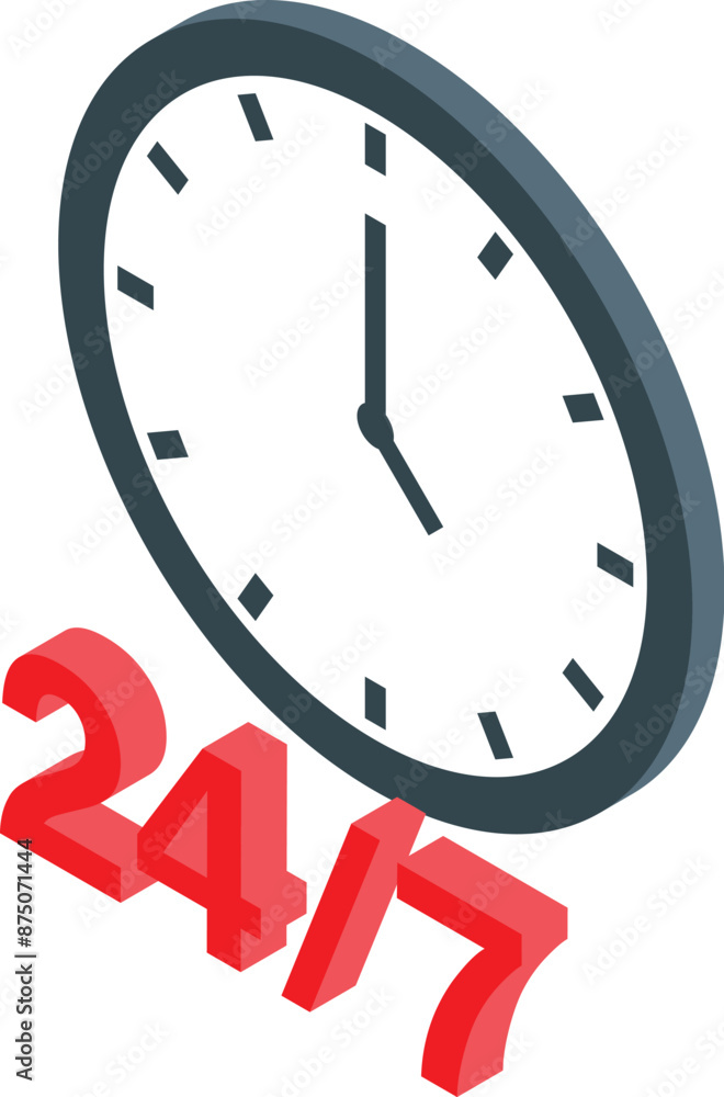 Poster clock face showing 24 hours 7 days open concept