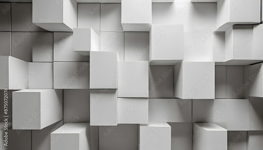 Aufkleber random shifted white cube boxes block background wallpaper. generative ai.