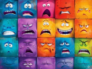 poster displaying a grid of emotive faces representing a spectrum of emotions, suitable for classrooms, counseling offices, and behavior management resources.