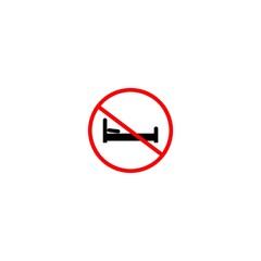 No sleeping icon on white background. sleeping is not allowed here sign.