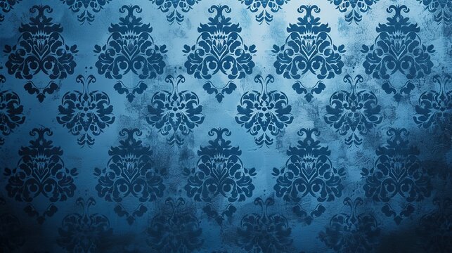 Fototapeta Blue damask pattern background