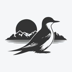 Graceful Murrelet Silhouette Against the Sunset