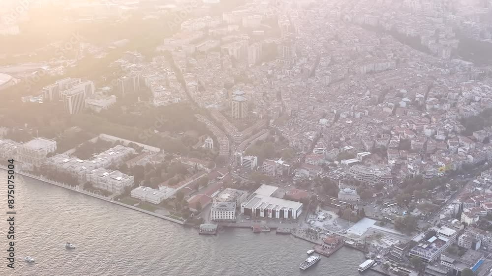 Canvas Prints istanbul panorama, turkey. istanbul canal, as well as bosphoros canal. sunset time. cityscape in bac