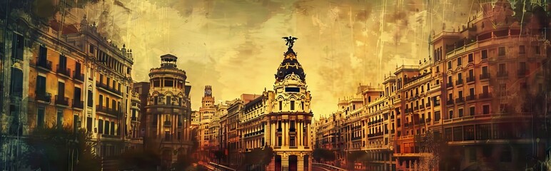 Naklejka premium photo collage with an ancient city. Paper texture. AI generated illustration