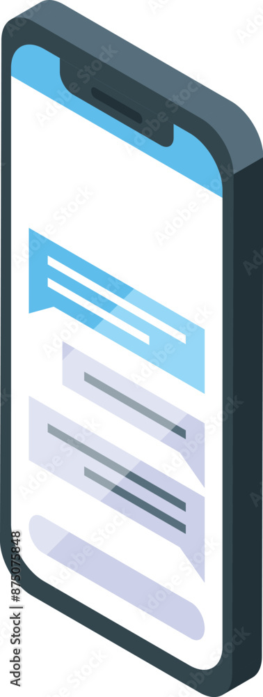 Poster image of a smartphone displaying an instant messaging app with chat bubbles, representing online com