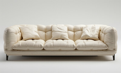 Modern three seater white plush sofa