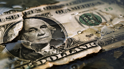 Torn dollar bill worth Wallpaper Background Economy Growth economics GDP Markets Trade Finance Investment Economic Recession Economic downturn financial crisis Economic slowdown Backdrop