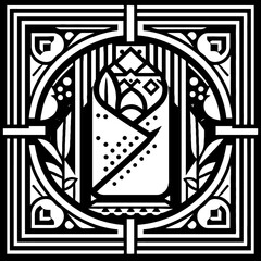 Burrito in decorative emblem ornament, Victorian, art deco, art nouveau, boho, bohemian,  folk, flourish