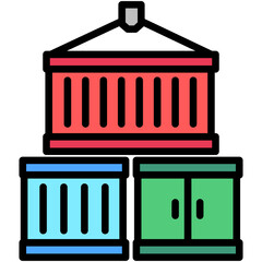 Shipping Container lineal  multi color icon, use for delivery, shipping, logistics, and industry theme. use for modern concept, UI or UX kit, web and app development