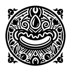 Fototapeta premium corndog, hotdog in decorative emblem ornament, Victorian, art deco, art nouveau, boho, bohemian, folk, flourish