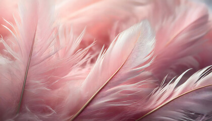 Soft pink feathers background. Generative AI.