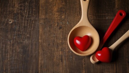 red heart on a wooden spoon