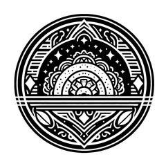 Obraz premium Tacos, mexico in decorative emblem ornament, Victorian, art deco, art nouveau, boho, bohemian, folk, flourish