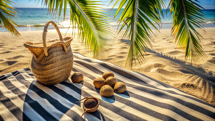Obraz premium Coconut palm tree on the beach. 