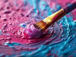 Fototapeta premium A Vibrant Palette of Creativity An Imaginative Artist in a Joyful Studio, Where Inspiration Flows Freely and Colors Come Alive