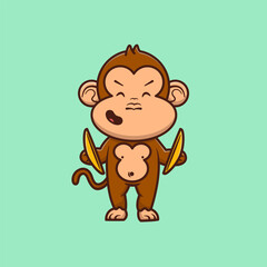 Cute Monkey Playing Cymbal Cartoon Vector Illustration. Animal Profession. Flat Cartoon Character