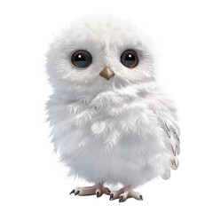 Fototapeta premium Adorable cartoon owl on transparent background