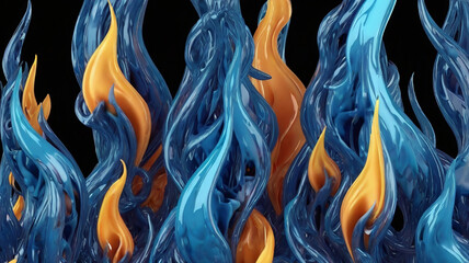 Blue flame shape, 3d rendering