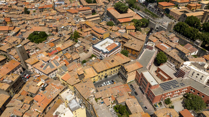 Aerial view of the historic center of Viterbo, Lazio, Italy. 