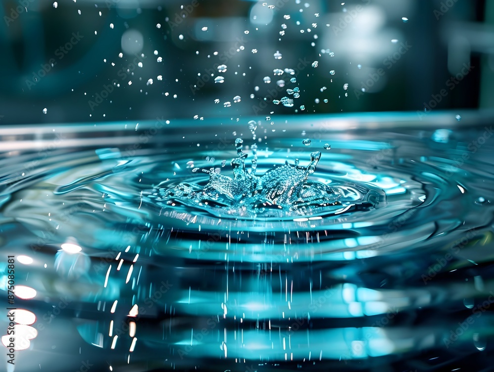 Poster geometric ripples forming intricate patterns on the water surface demonstrating mathematical princip