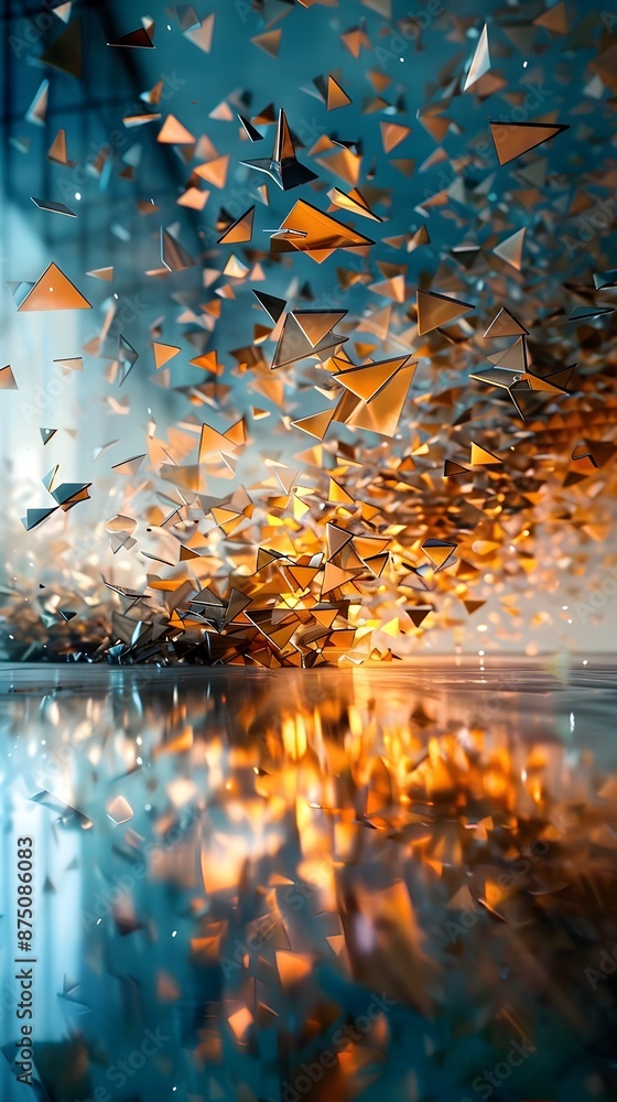 Poster algebraic equations transforming into geometric patterns and tessellations in reflected light