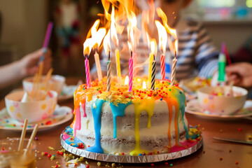 birthday cake with candles