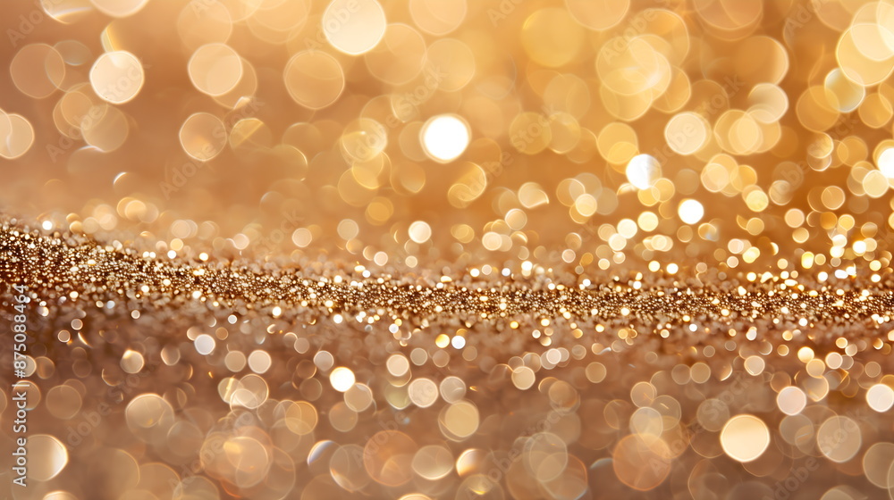 Poster the christmas background is filled with yellow gold glitter, shimmering with the bokeh effect create