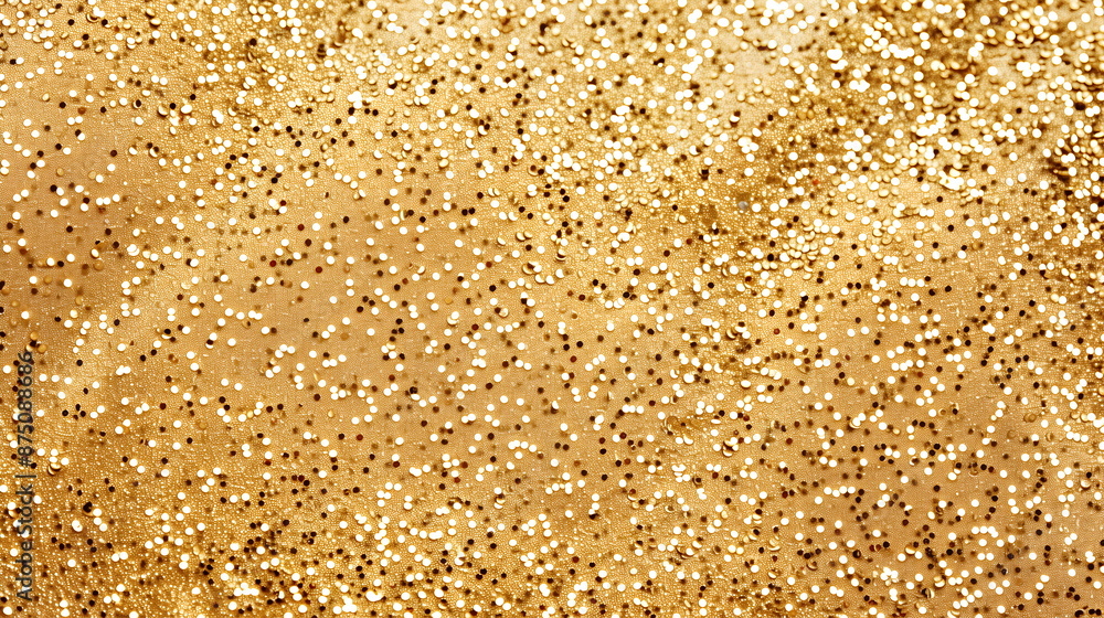 Poster christmas background is filled with yellow gold glitter, shimmering with the bokeh effect created by