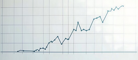 Fototapeta premium Clean and simple line graph depicting a steady rise, set against a plain white background, symbolizing gradual market growth.