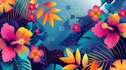 Abstract colorful floral design with geometric shapes and textures, vector illustration perfect for wall prints.