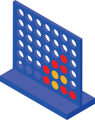 Blue board game with red and yellow pieces showing winning strategy