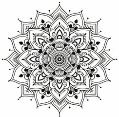 Fototapeta premium Mandala, simple line drawing for coloring book, no shading, white background, low detail, crisp lines, clip art style