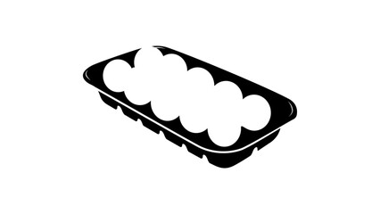 eggs in package, black isolated silhouette