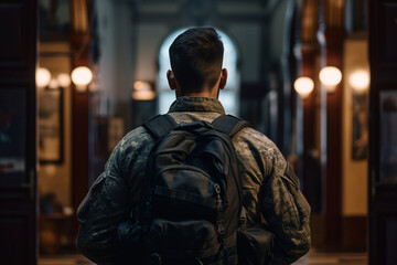 Obraz premium Generative AI illustration of soldier in uniform in the army