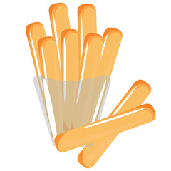 french fries icon in transparent gray bag, for various designs or banners