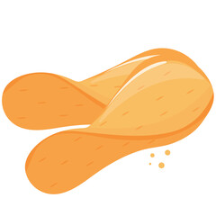 icon of two slices of fried potato chips with crumbs, for various designs