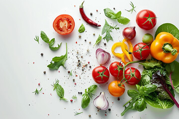 AI generated image of tasty fresh mix salad isolated on white color background generative ai