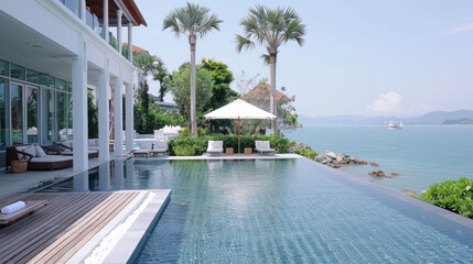 Accommodation at hotel resort by seaside field for healing vacation