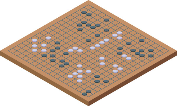 Strategic game of go is being played on a wooden board with black and white stones