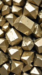 Pyrite raw stones shiny texture sample background, some cracked, 9:16 format, stories format, vertical, smartphone format