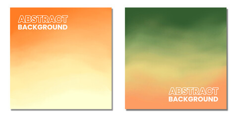 Color gradient modern background set.  Spring, fresh  abstract gradients. Green, orange and yellow gradient textured backgrounds. Colorful Sunset Gradient Background, Simple form and blend of color.