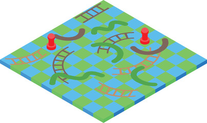 Colorful board game with ladders and snakes, illustrating the concept of success and failure © ylivdesign