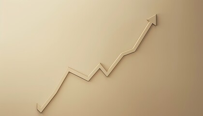 Minimalist image of a steadily rising line graph set against a neutral taupe background, representing consistent market growth.