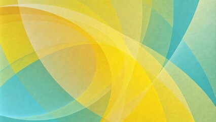 abstract design composed of overlapping curved shapes in various pastel colors.