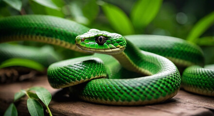 Fototapeta premium year of the green Wooden Snake according to the eastern (Chinese) calendar 