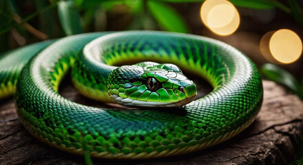 Fototapeta premium year of the green Wooden Snake according to the eastern (Chinese) calendar 