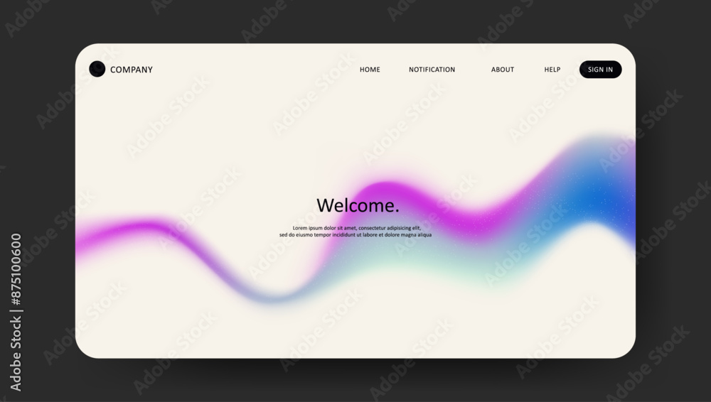 Poster abstract wave futuristic design of landing page. retro gradient mesh website design