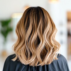 Obraz premium Woman having her hair colored with ombre effects, [ombre hair], [gradient color]