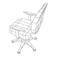 Office chair. Furniture for office Interior. Wireframe low poly mesh vector illustration.